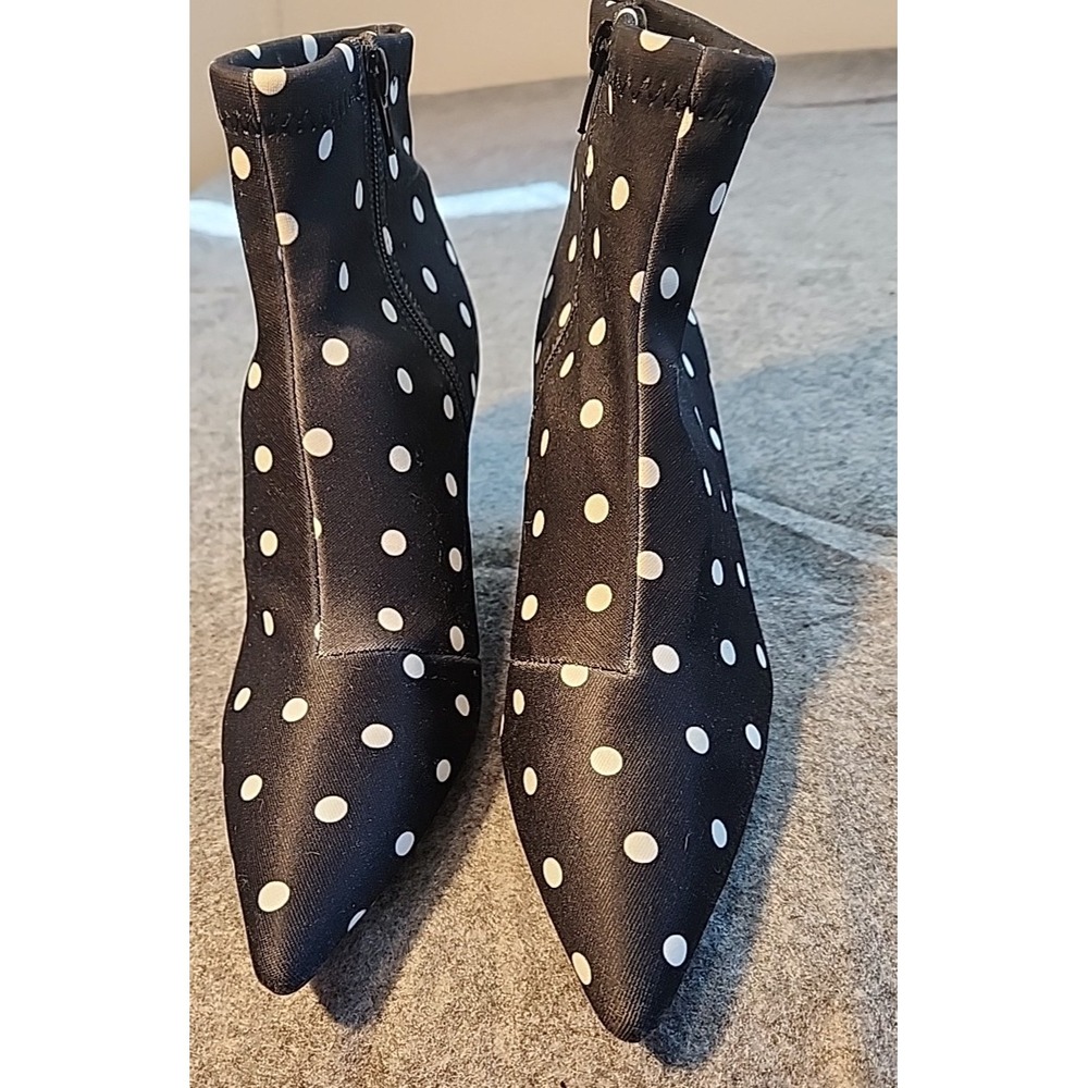 Betsey Johnson Boots Shoes Womens 9.5 Stretch Stiletto Kitten 2" Heel Polka Dots - Picture 5 of 7